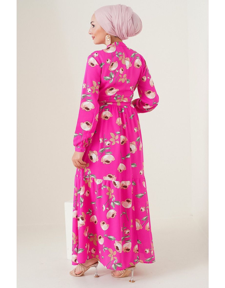 Judge Collar Hijab Dress - A. Fuchsia - 5