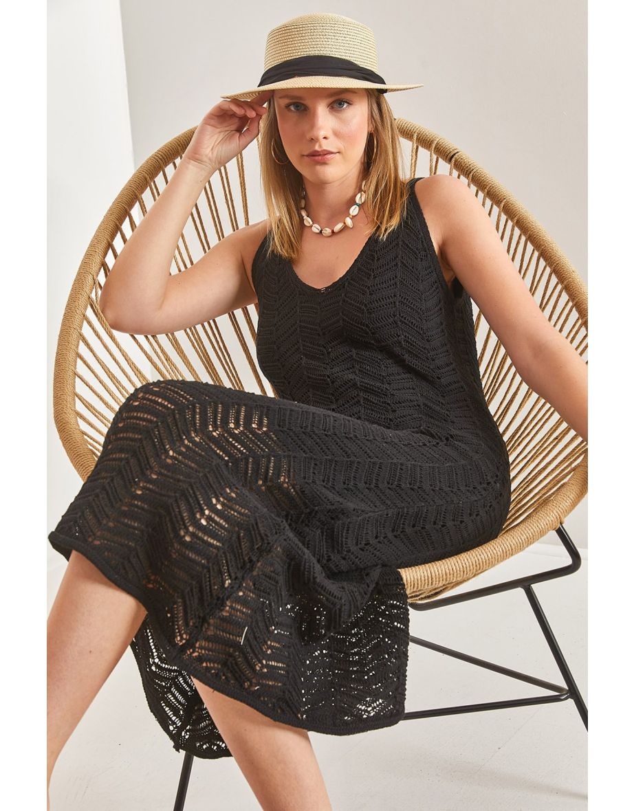Women's Strappy Openwork Summer Knitwear Dress