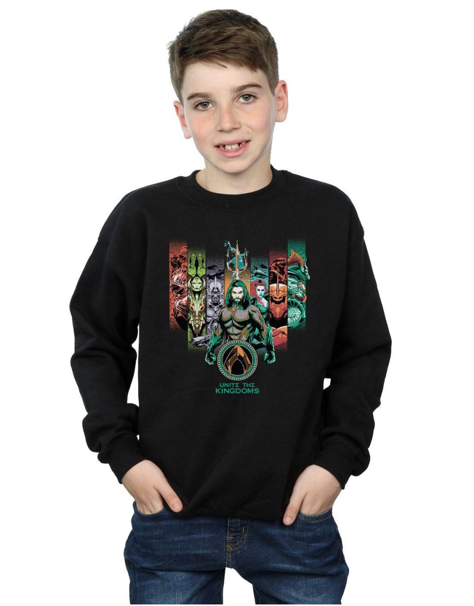 DC Comics Boys Aquaman Unite The Kingdoms Sweatshirt - Black