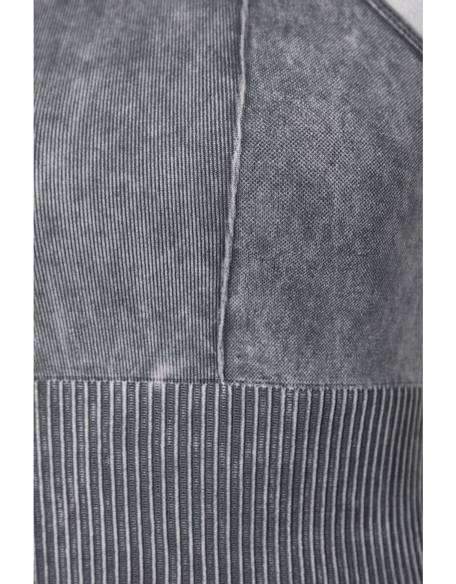 Anthracite Seamless Crop Washed Halter Neck Knitted Sports Top/Blouse - 7