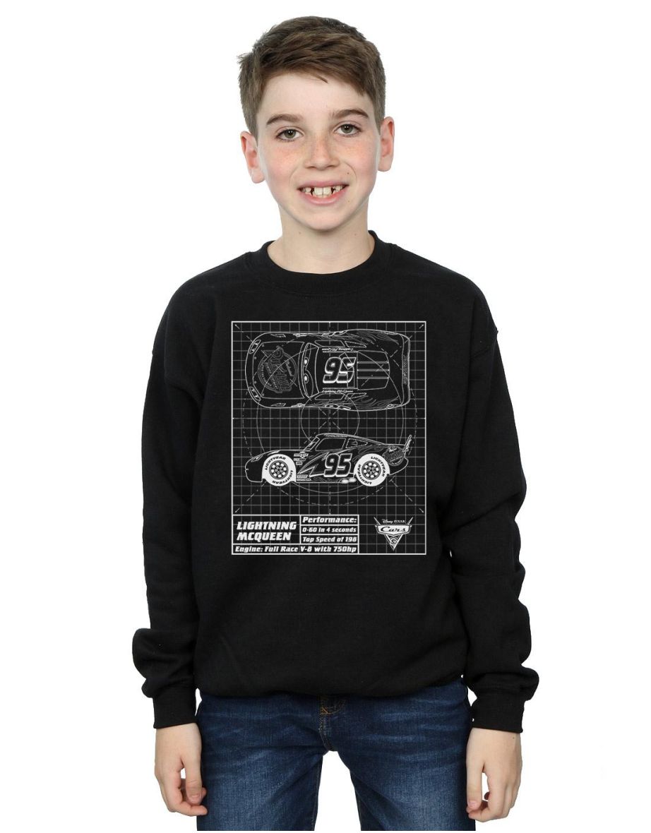 Cars Boys Lightning McQueen Blueprint Sweatshirt - Black - 3