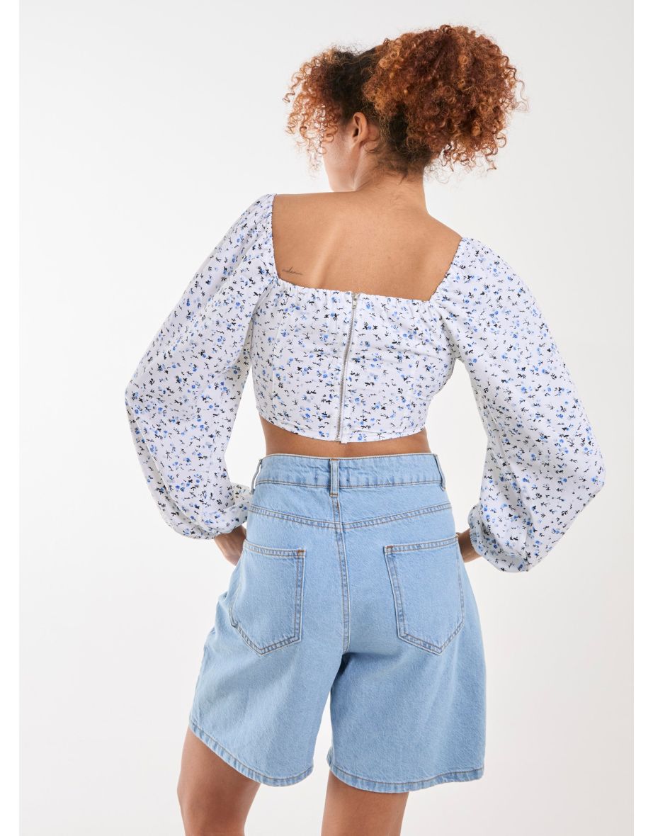 Long Sleeve Cropped Milkmaid Top - 3