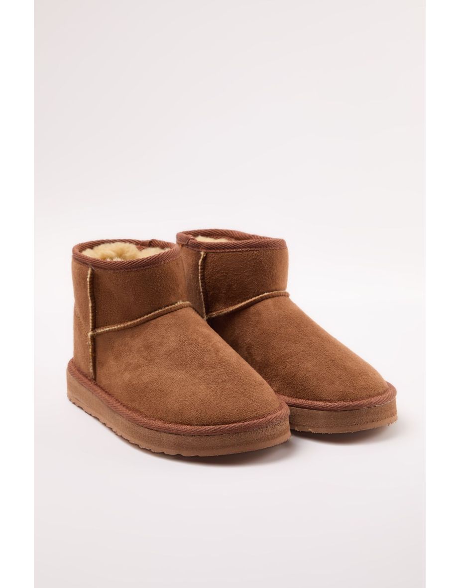 Tan Flat Flatform Brown Short Heeled Women's Boots