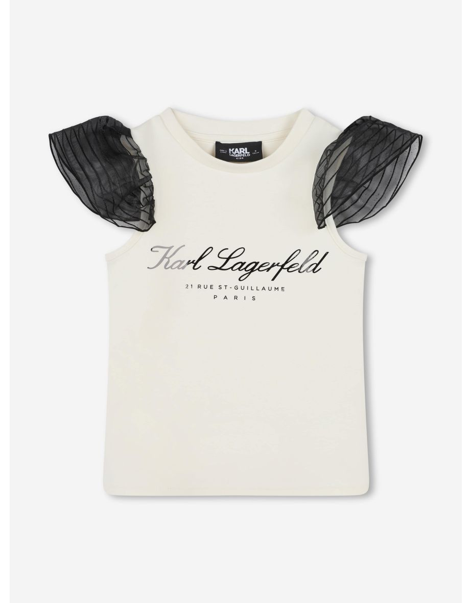 Karl Lagerfeld Girls Logo Print Milano T-Shirt in Multicolour