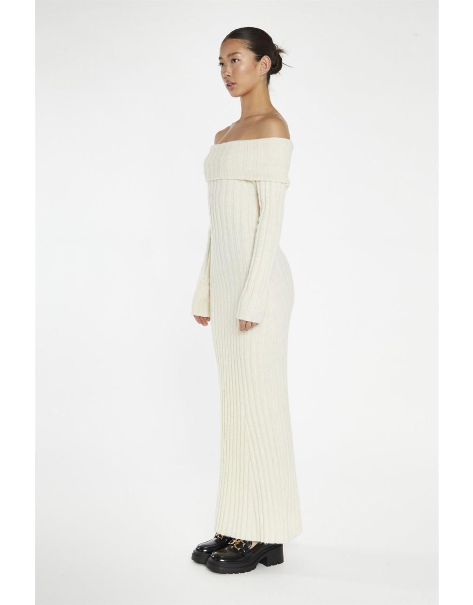 Cream Bardot Maxi-Dress - 3
