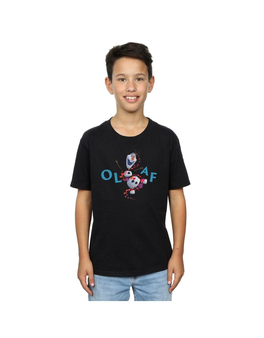 Disney Boys Frozen 2 Olaf Leaf Jump T-Shirt - Black