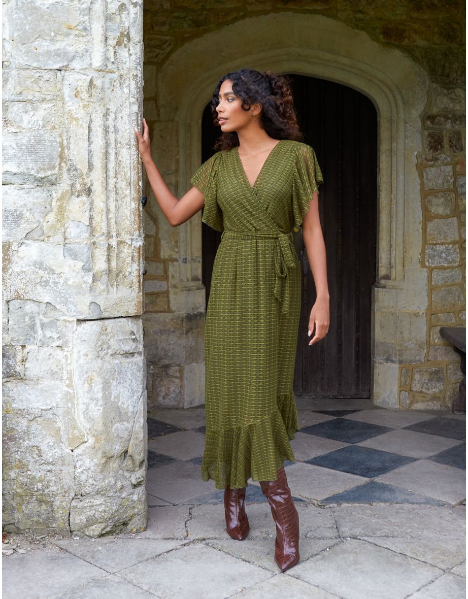 Lace Wrap Midaxi Dress