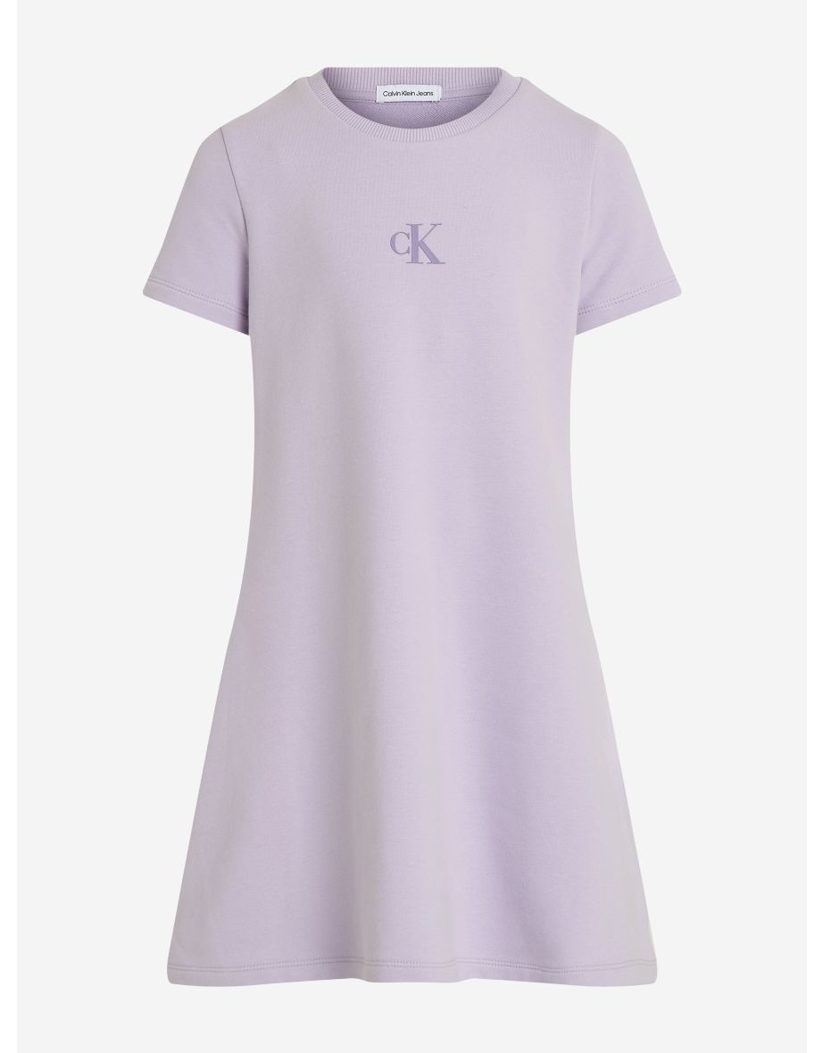 Girls CK Logo Fit Flare Dress in Purple