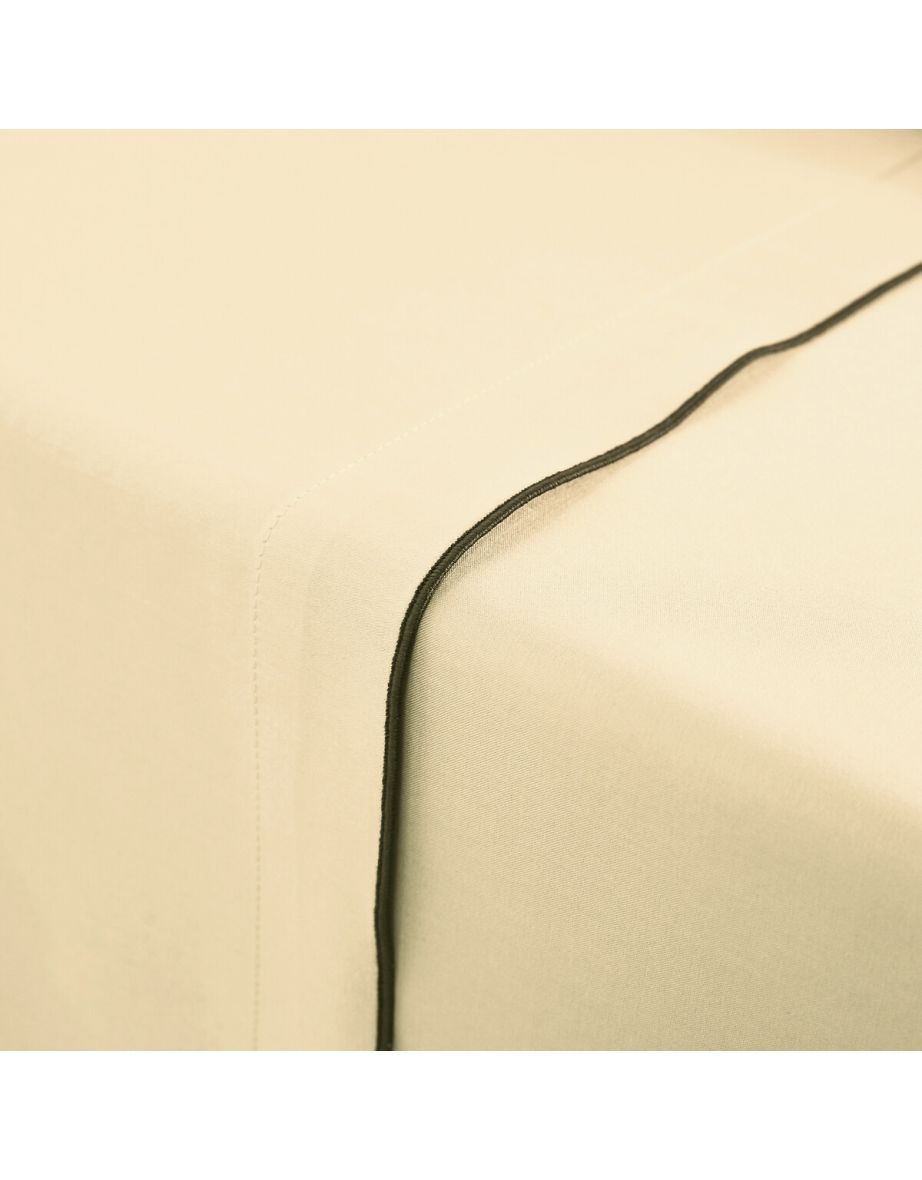 Victor Plain 100% Washed Cotton Satin 300 Thread Count Flat Sheet - 2