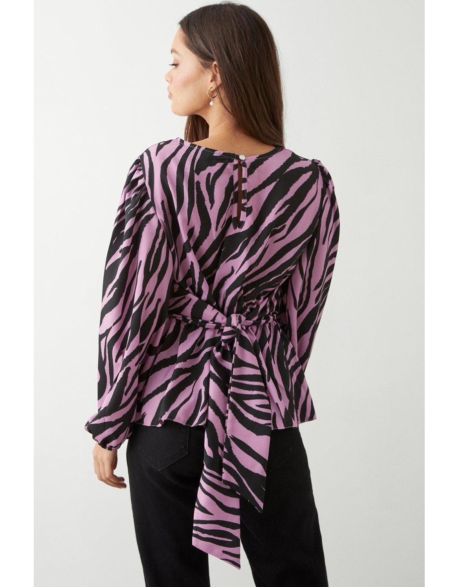 Petite Zebra Print Tea Blouse - 2