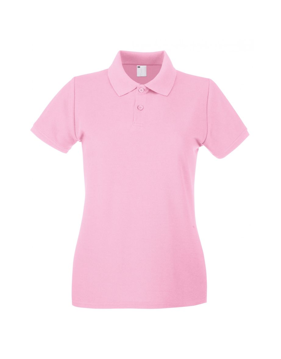 Womens/Ladies Fitted Short Sleeve Casual Polo Shirt - Baby Pink