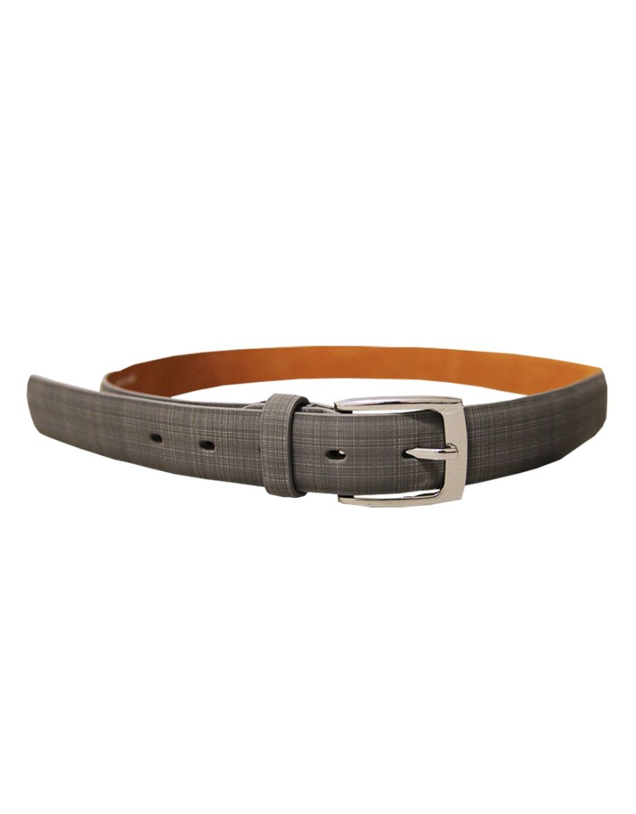 Forest Mens Plaid Leather Belt - Grey
