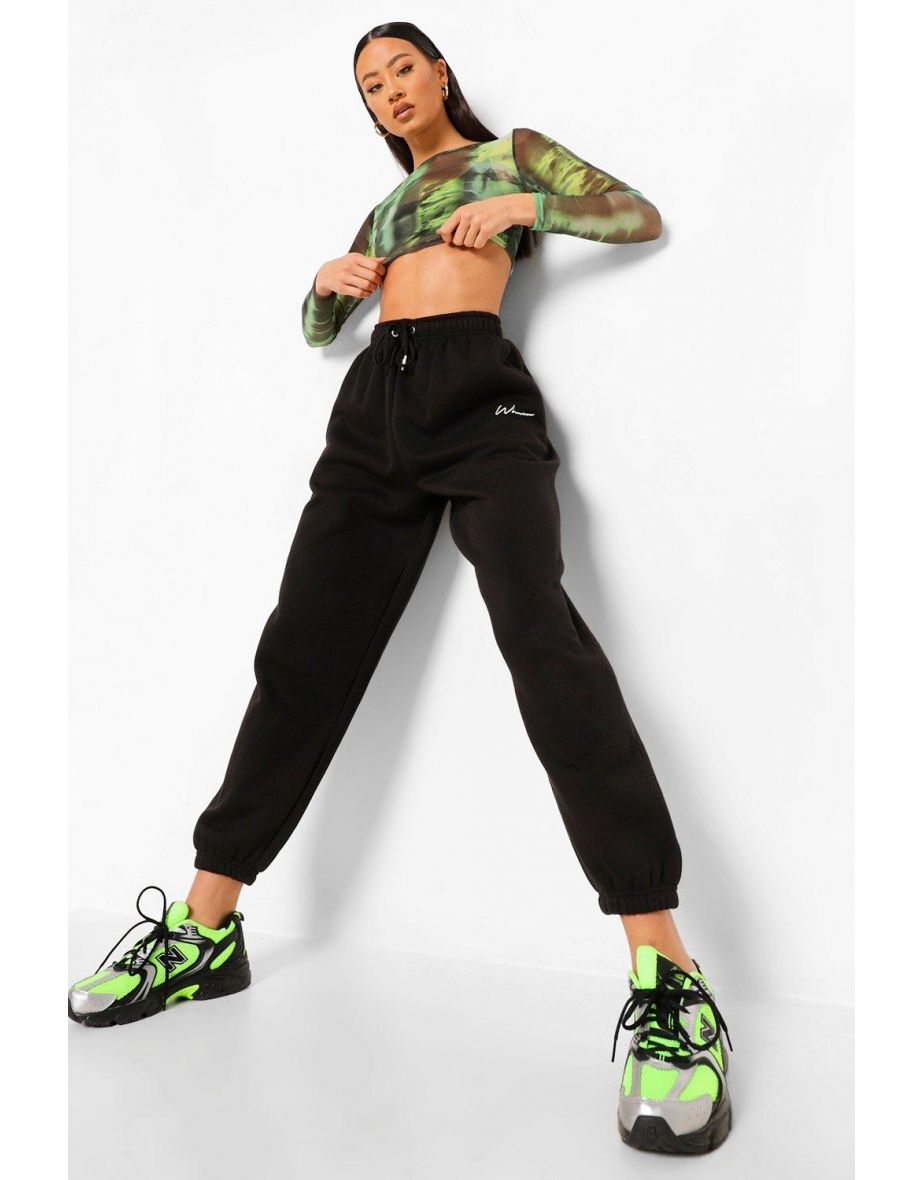 Woman Embroidered Oversized Joggers - black