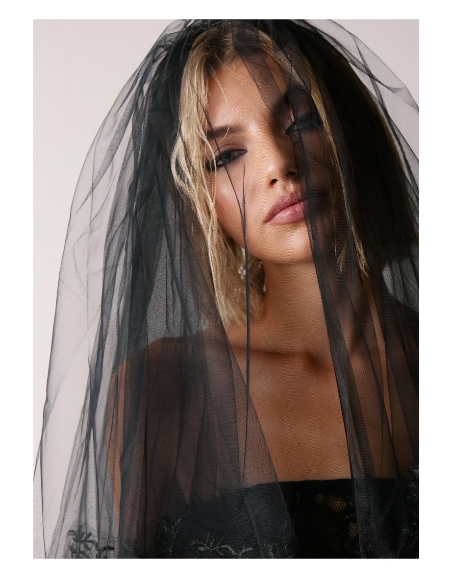 Mesh Lace Trim Bridal Veil - 3