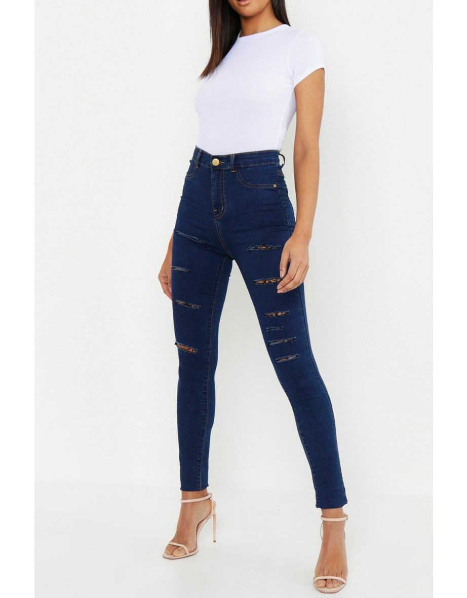 Tall Slash Rip Jegging - dark blue