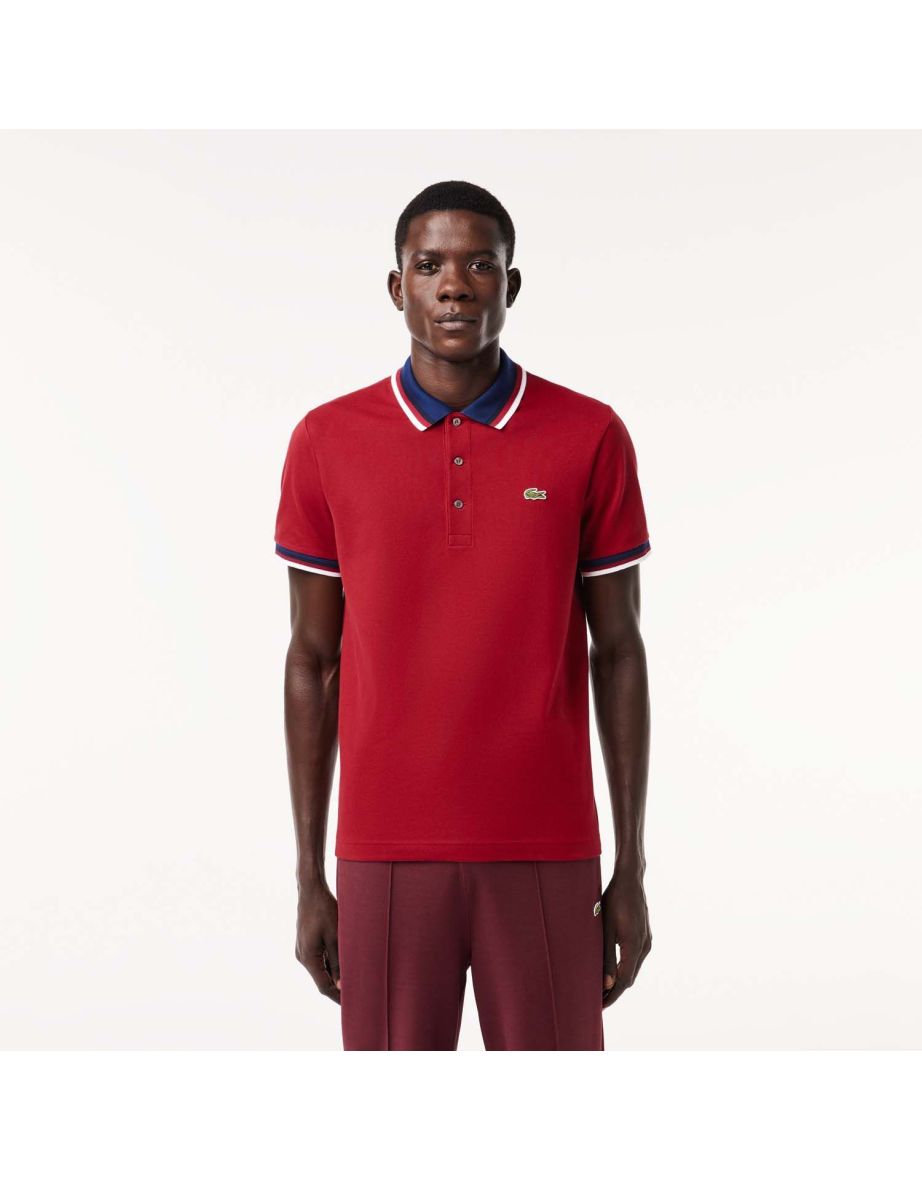 Shop Men s Lacoste Regular Fit Contrast Collar Polo Shirt in Orange Online in Bahrain VogaCloset