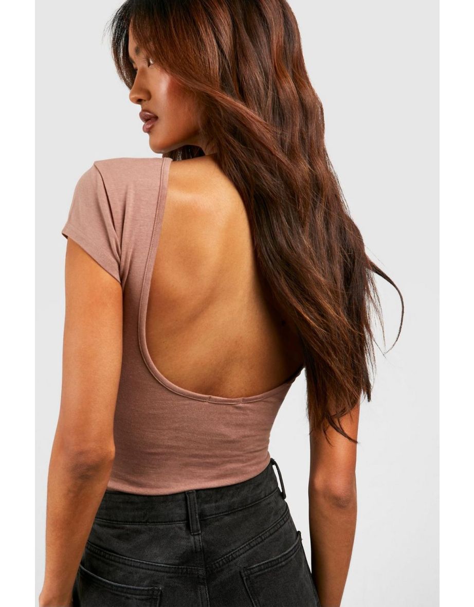 Tall Premium Super Soft Cap Sleeve Backless Top - taupe - 3