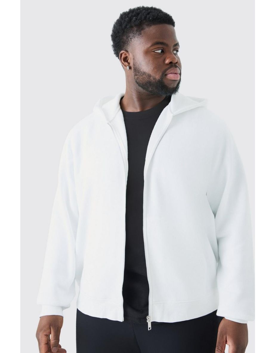 Plus Basic Zip Through Hoodie In White - white - 2