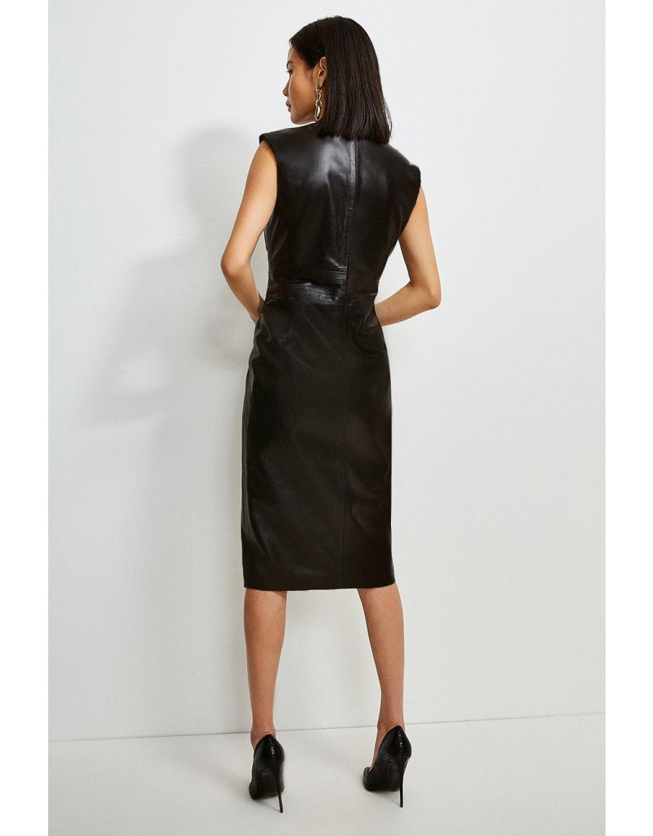Leather Snaffle Trim Pocket Dress - 2