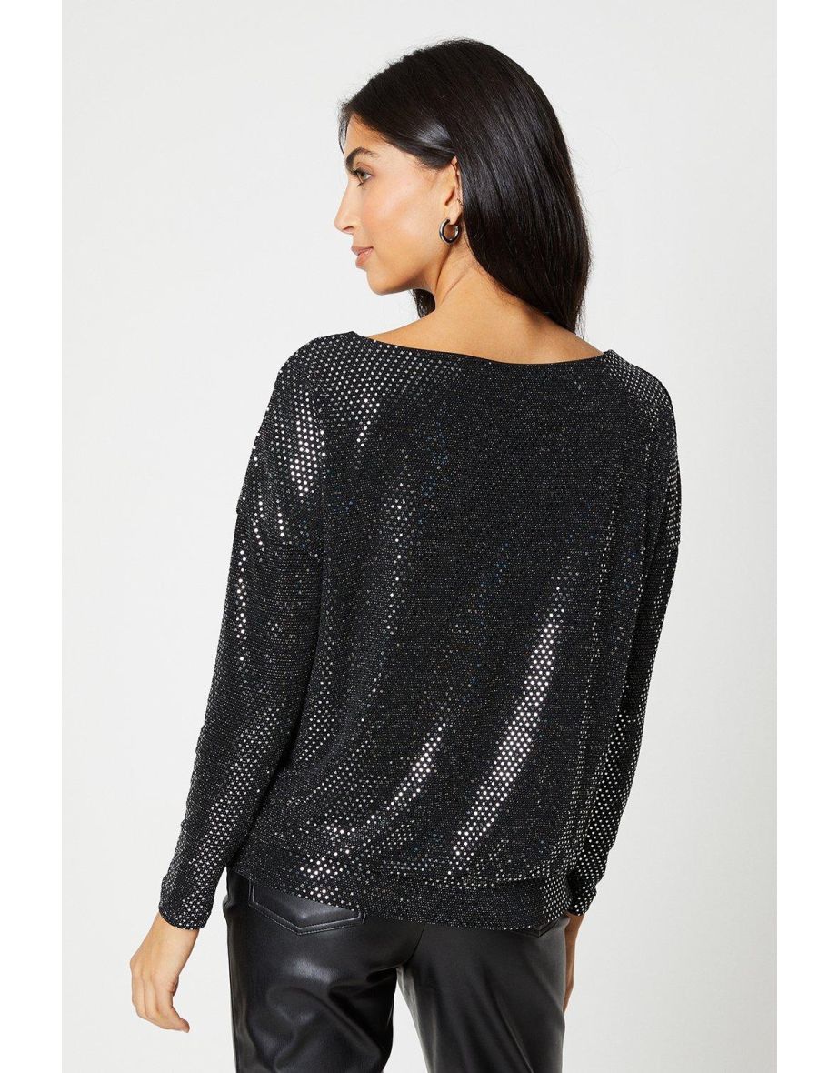 Batwing Sequin Jersey Top - 2