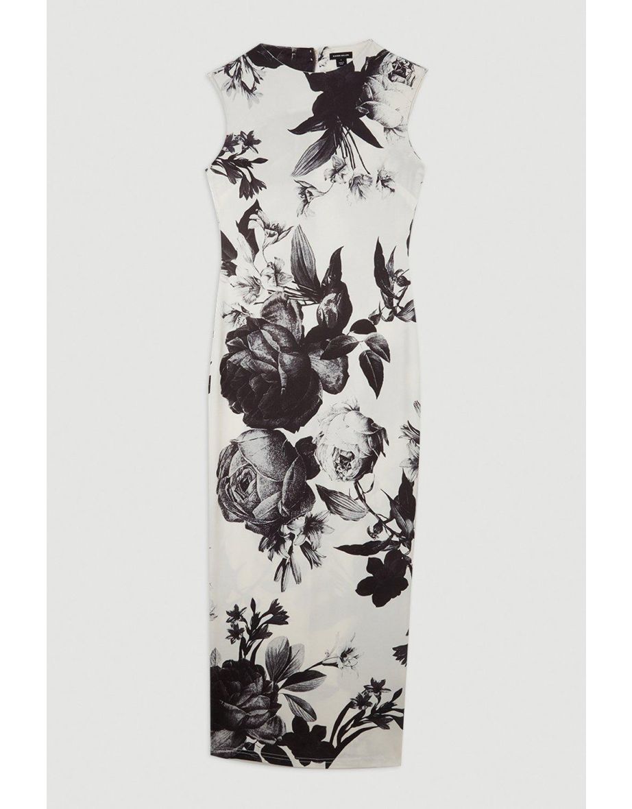Mono Floral Jersey Sleeveless Maxi Dress - 3