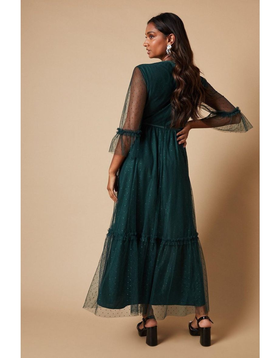 Occasion Embroidered Mesh Tiered Maxi Dress - 3