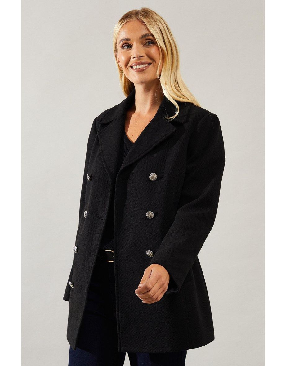Petite Military Pea Coat - 3