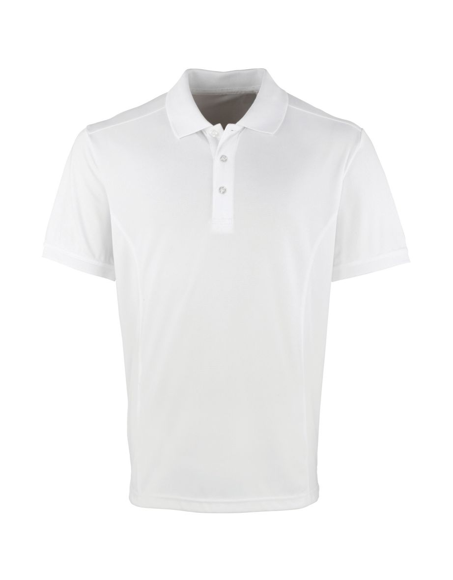 Premier Mens Coolchecker Pique Short Sleeve Polo T-Shirt - White