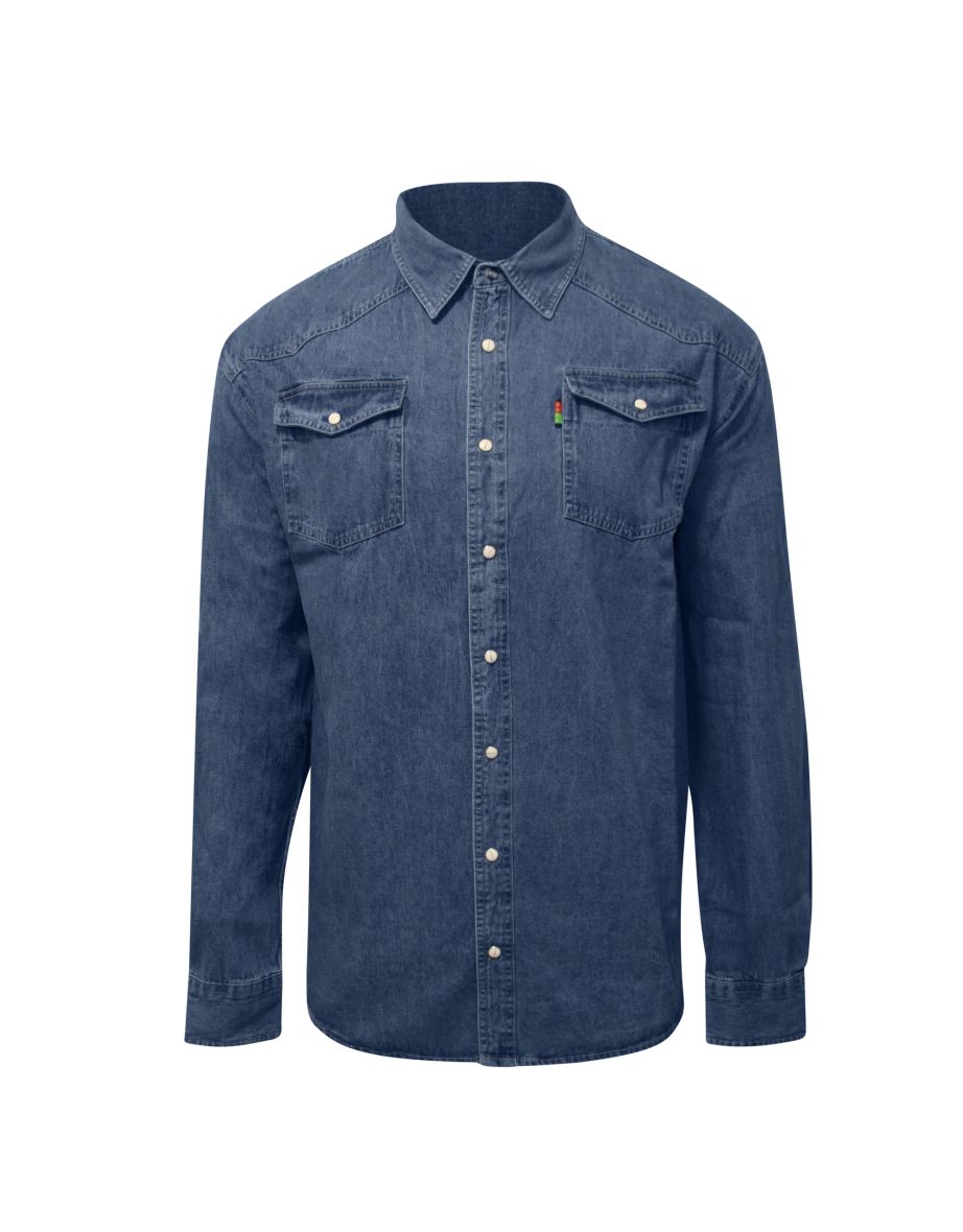 Duke Mens Kingsize Western Denim Shirt - Stonewash