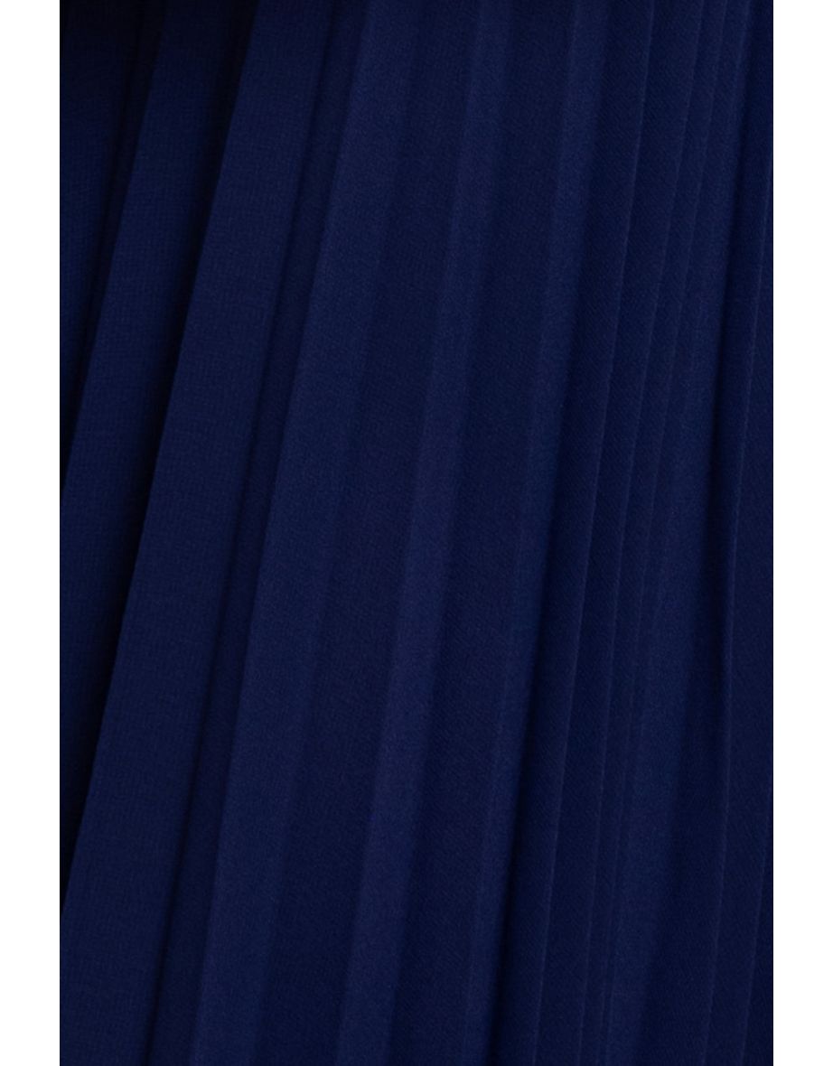 Goddiva Cowl Neck Pleated A-Line Chiffon Midi Dress - 3