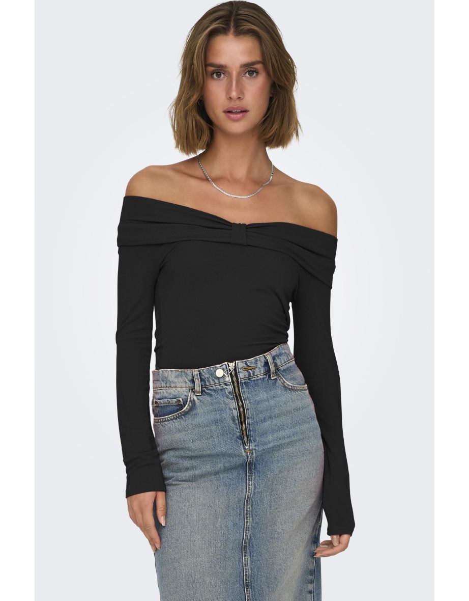 ONLFAYOLA L/S OFF SHOULDER BOW TOP JRS