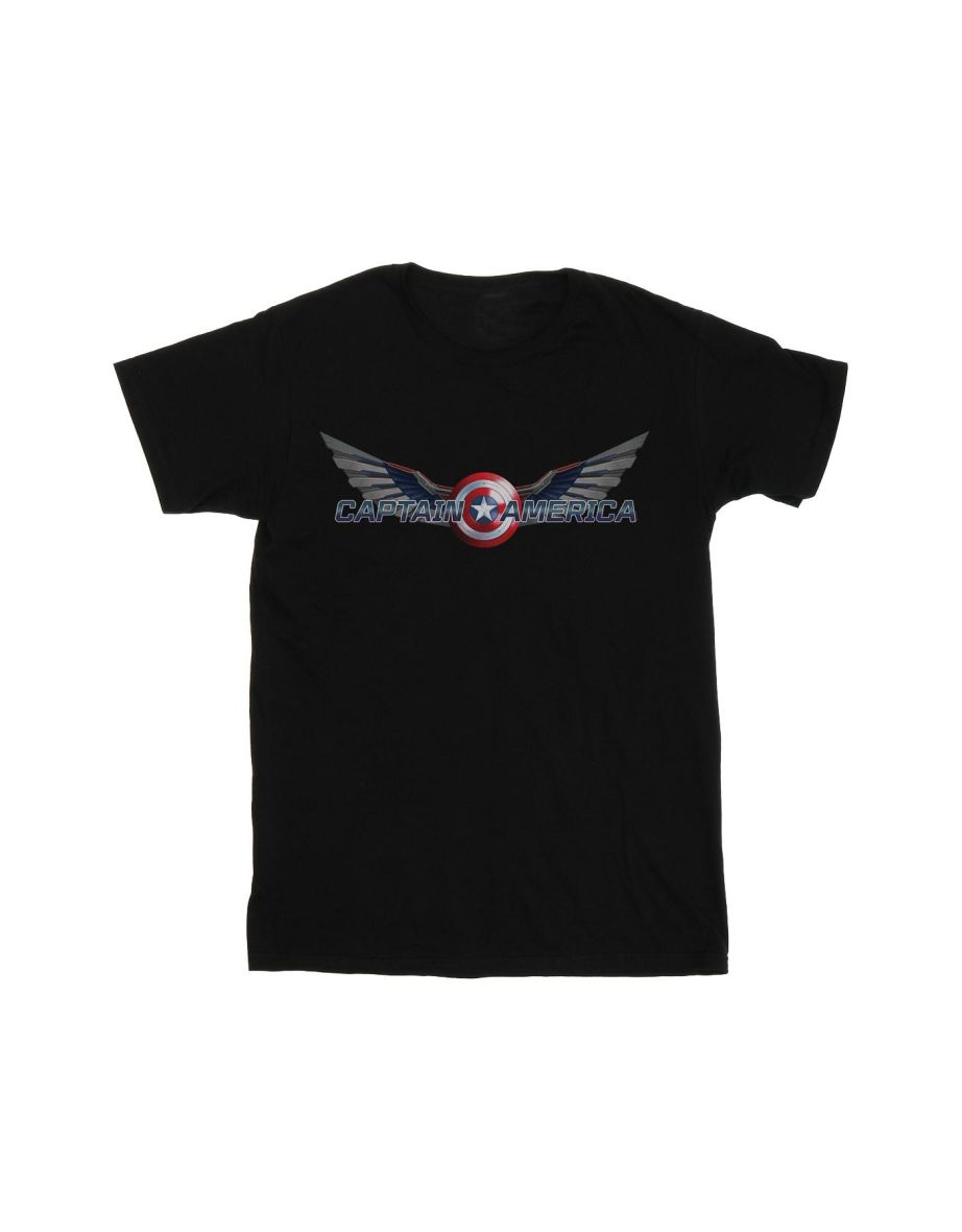 Marvel Boys Falcon And The Winter Soldier Captain America Logo T-Shirt - Black - 1