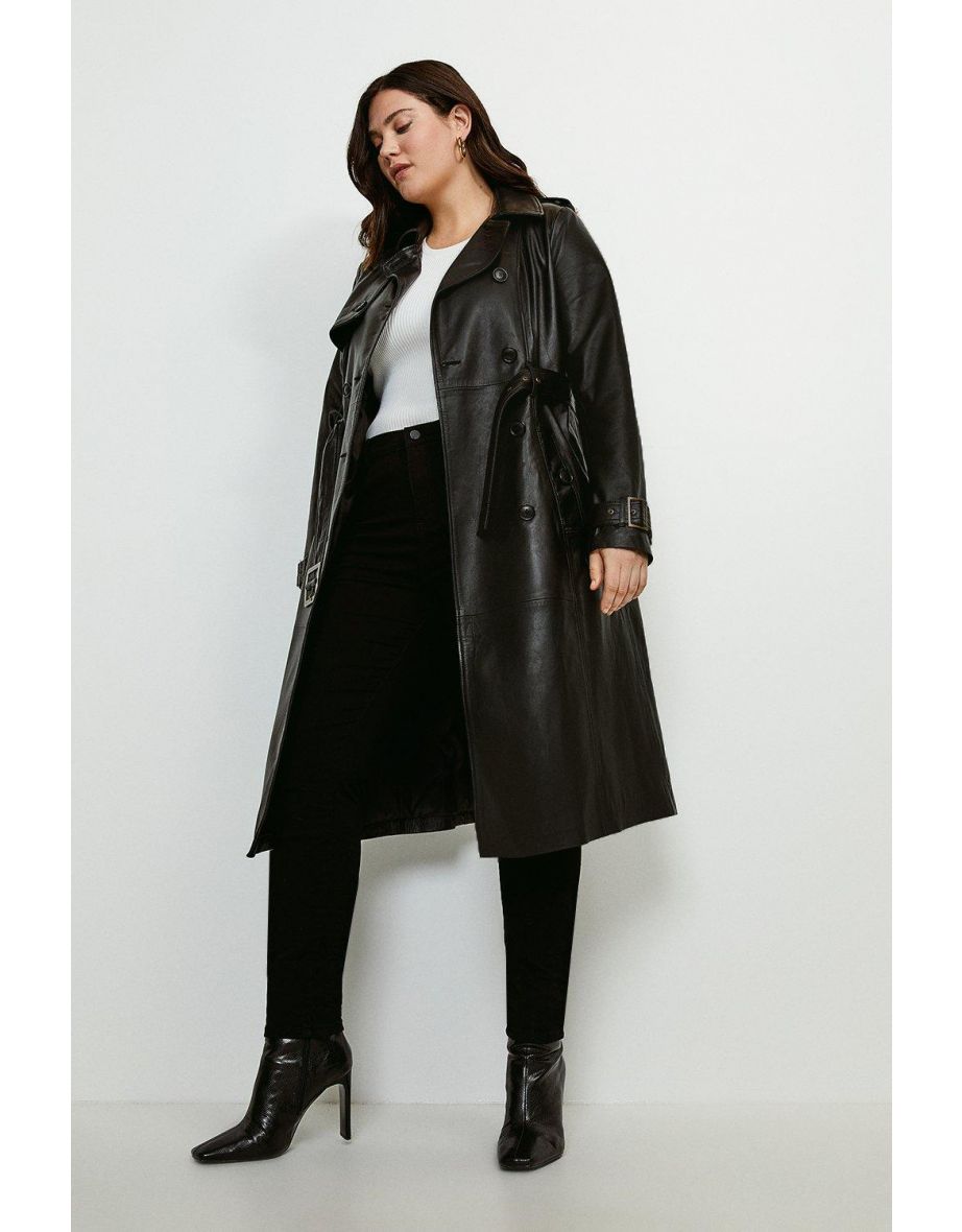 Curve Leather Trench Coat