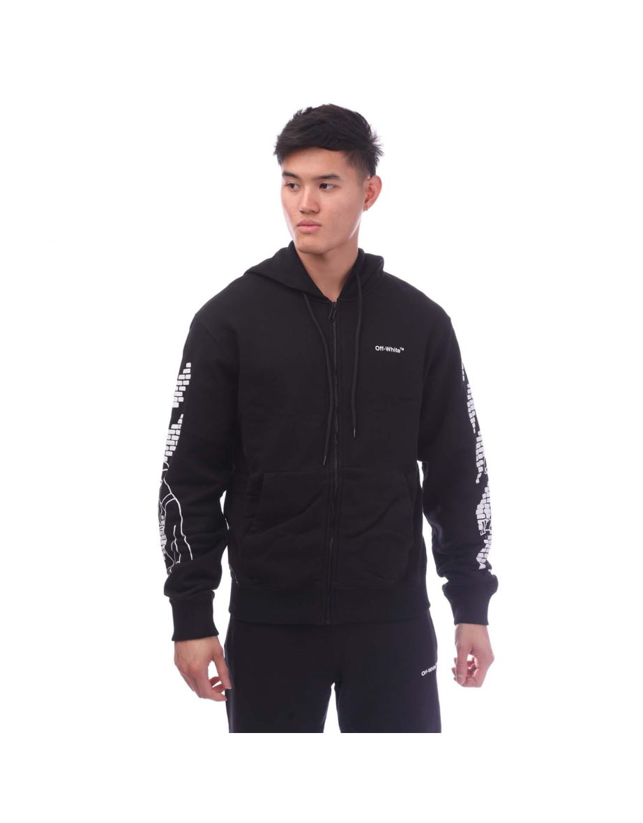 Men's Off White Bricks Slim Zip Jacket in Black