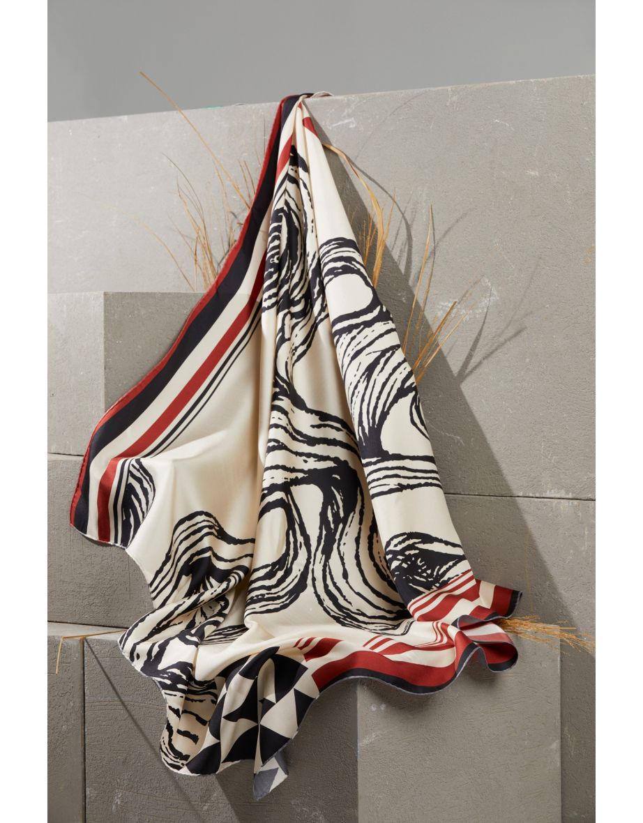 Wave Pattern Red Scarf
