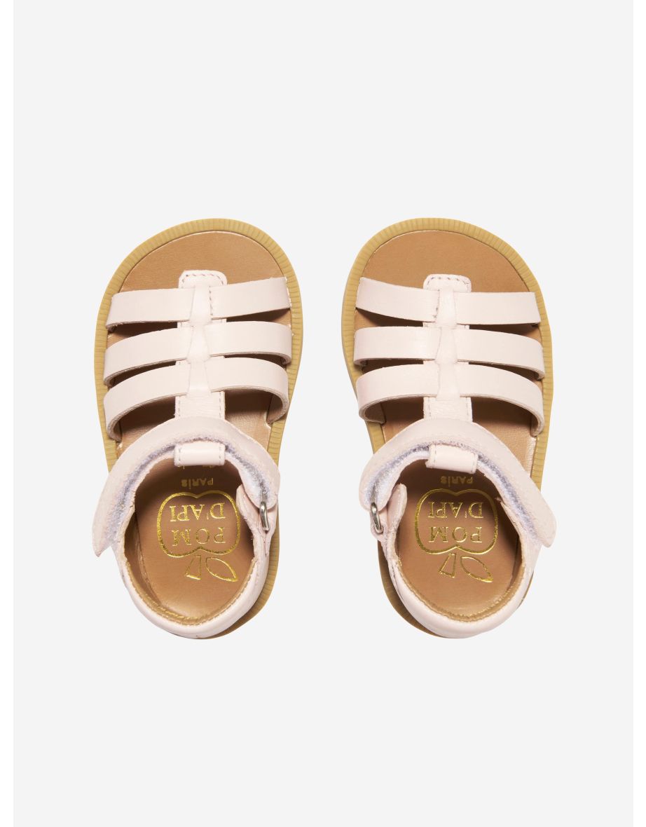 Girls Leather Poppy Strap Sandals in Pink - 3