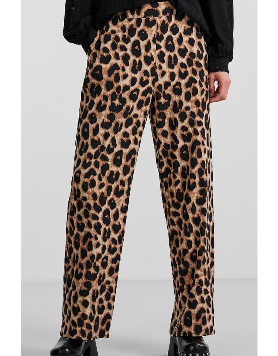 Leopard Print Trousers with High Waist