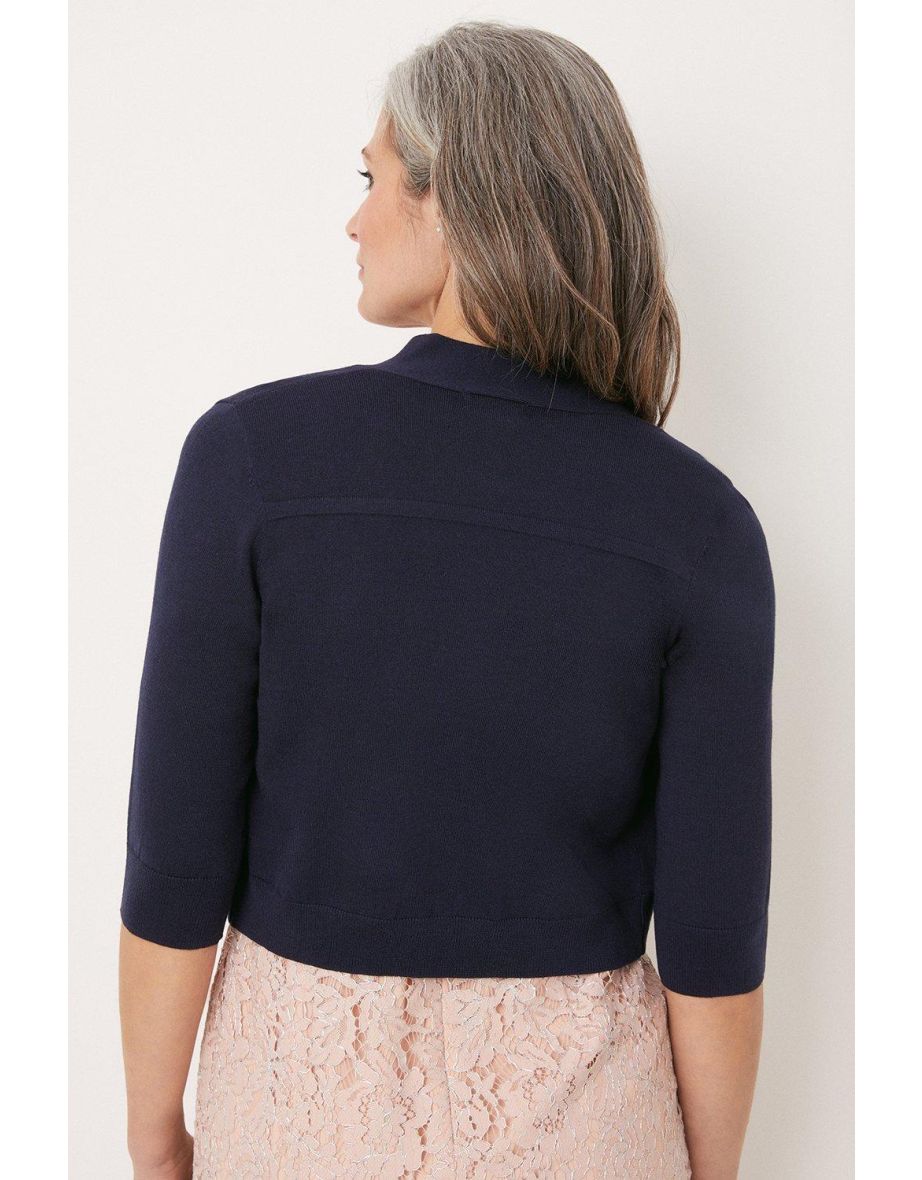 Petite Navy Bolero Shrug Cardigan - 2
