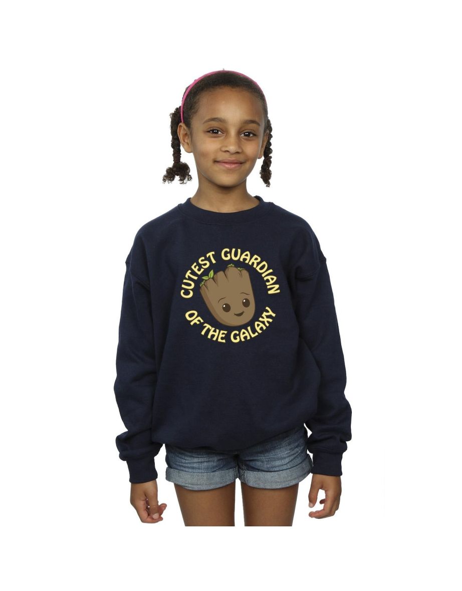 Marvel Girls I Am Groot Cutest Guardian Sweatshirt - Navy Blue