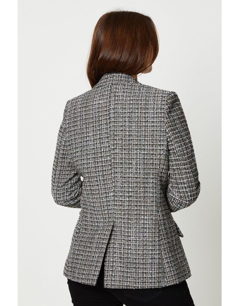 Boucle Tweed Double Breasted Blazer - 2