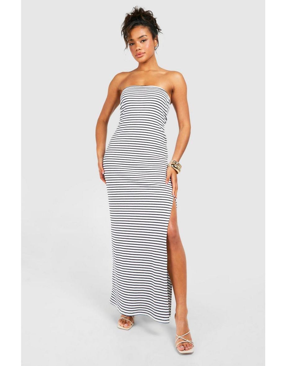 Shop Bandeau Stripe Maxi Dress black Online in Bahrain VogaCloset