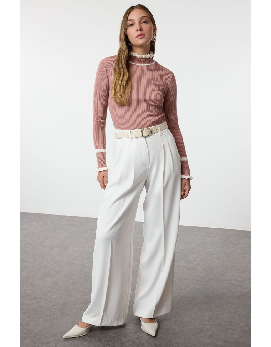 Dusty Rose Color Block Knitwear Sweater