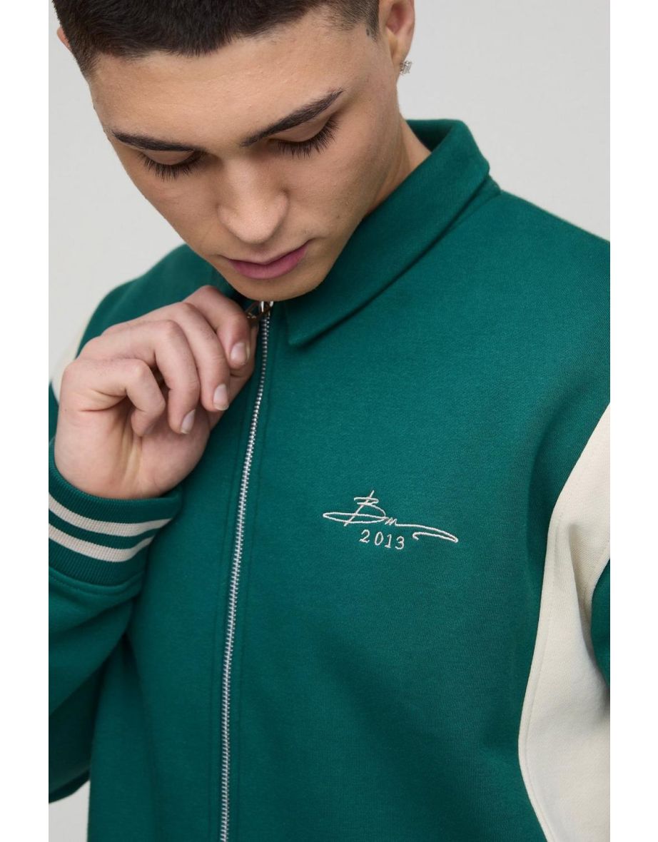 Oversized BM Signature Colour Block Jersey Jacket - forest - 2