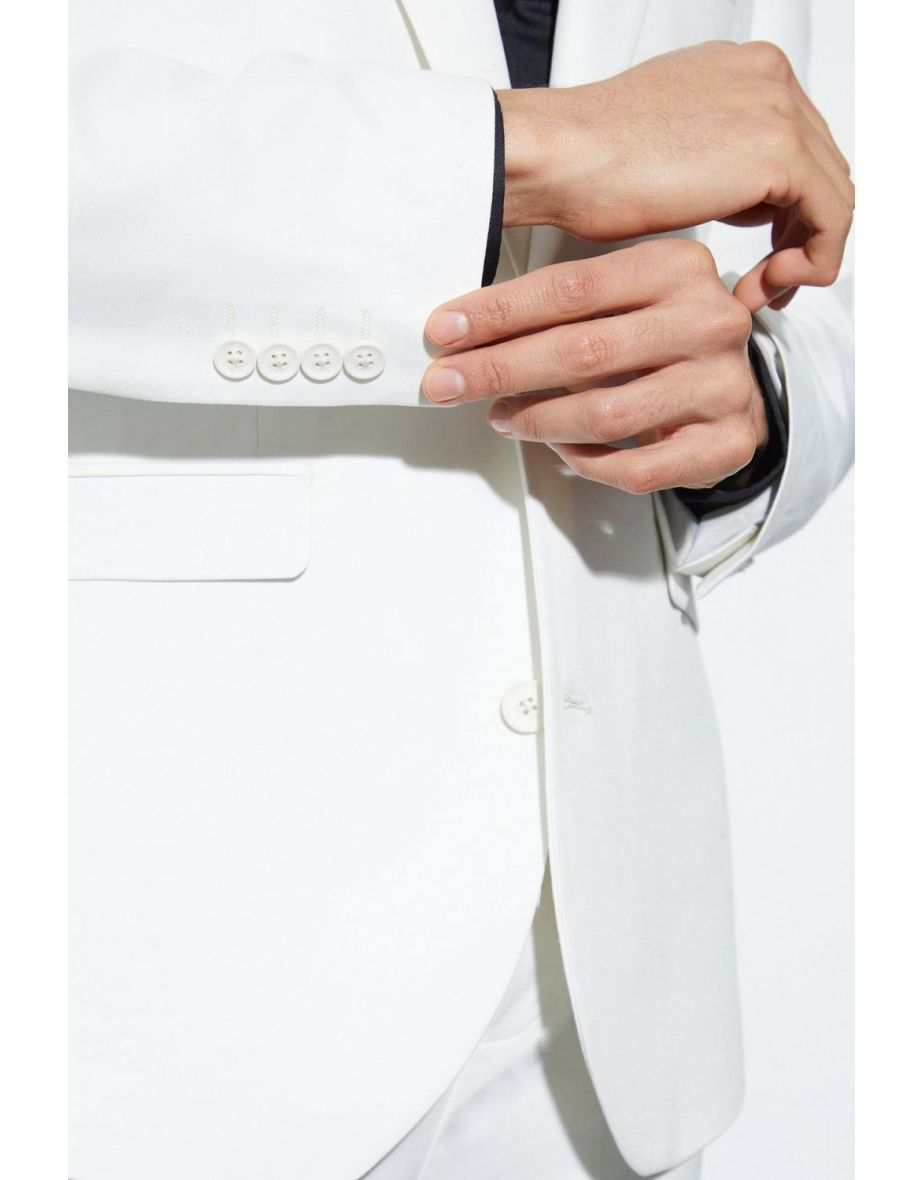 Relaxed Single Breasted Linen Suit Jacket - ecru - 2