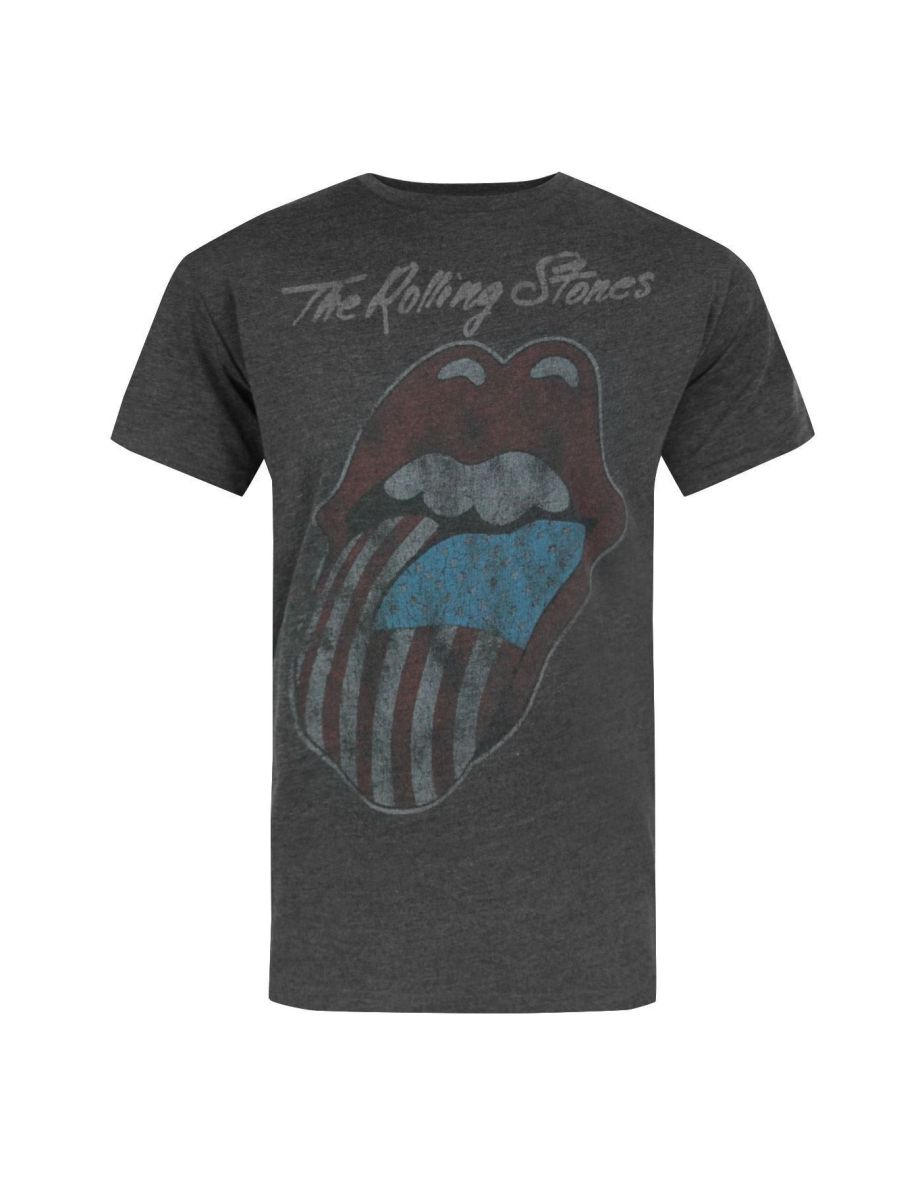 Amplified Official Mens Rolling Stones USA Tour 2 T-Shirt - Black