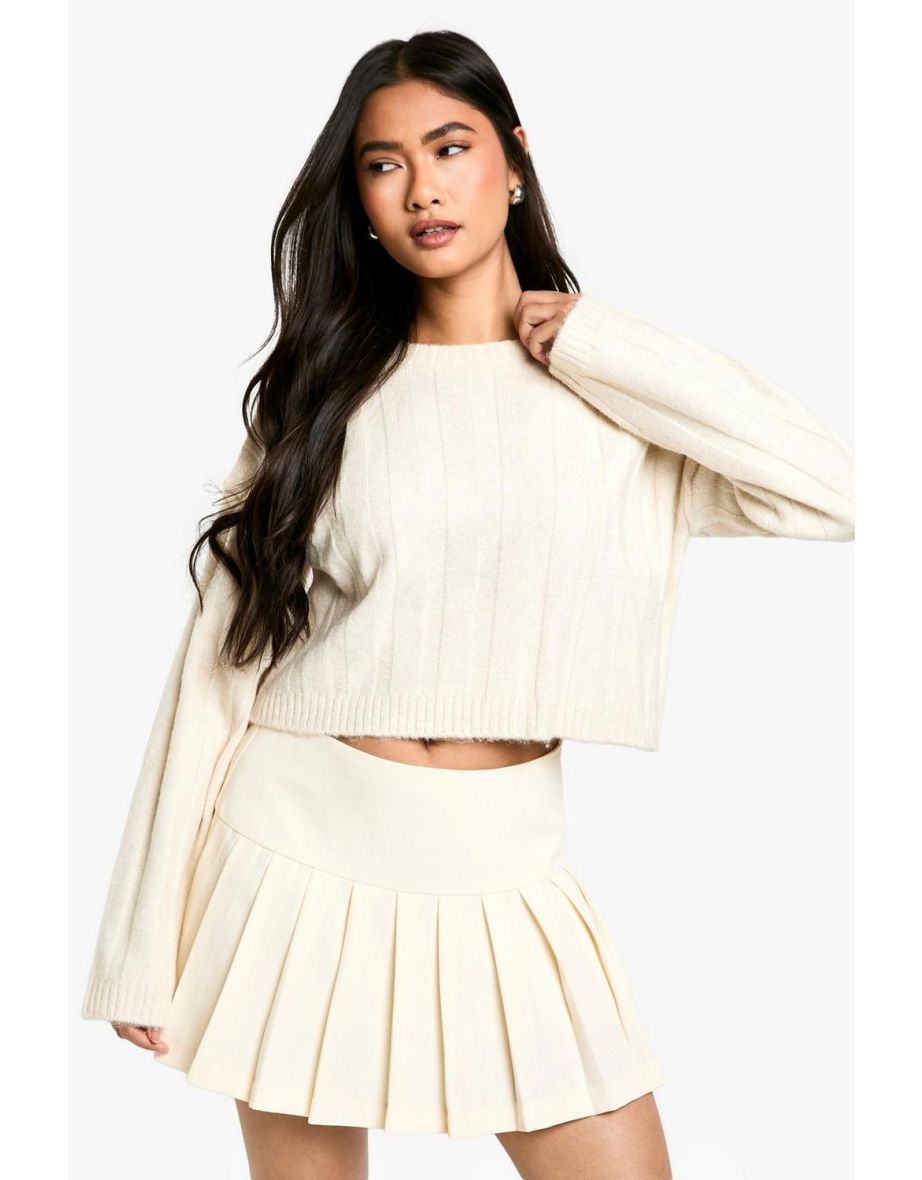 Soft Wide Rib Exposed Seam Crop Jumper