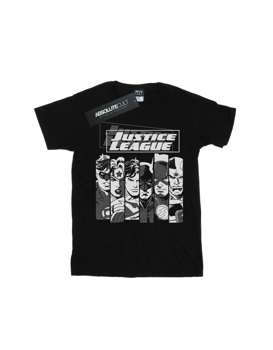 DC Comics Mens Justice League Stripes T-Shirt - Black - 1