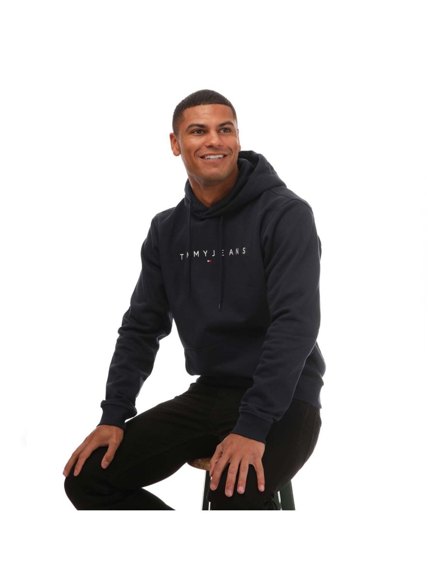 Men's Tommy Hilfiger Tommy Jeans Linear Logo Hoodie in Blue - 3