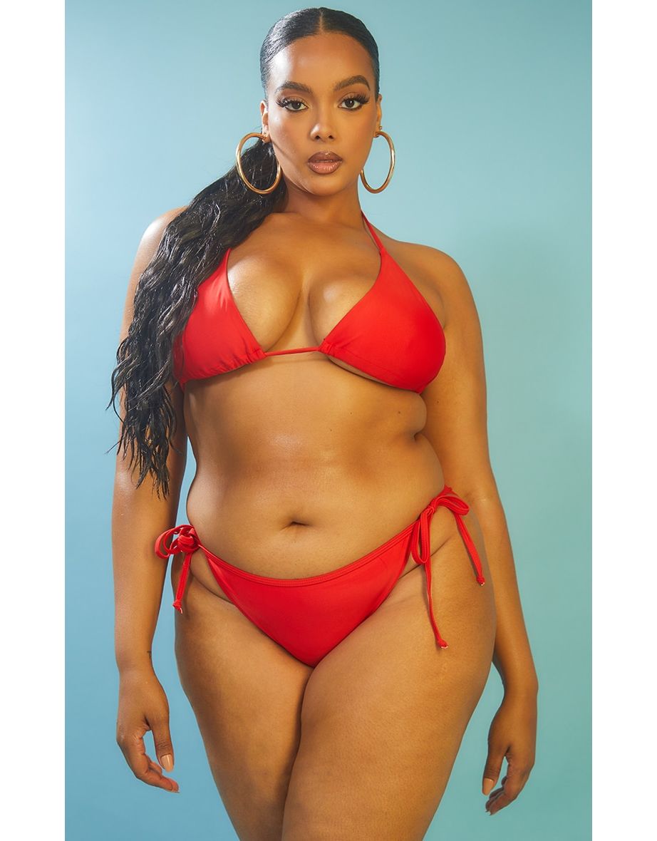 RECYCLED Plus Red Mix & Match Triangle Bikini Top
