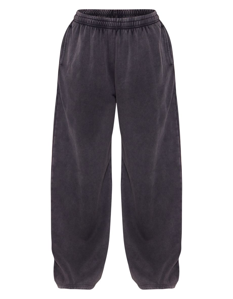 Plus Charcoal Oversized Wide Leg Washed Joggers - 4